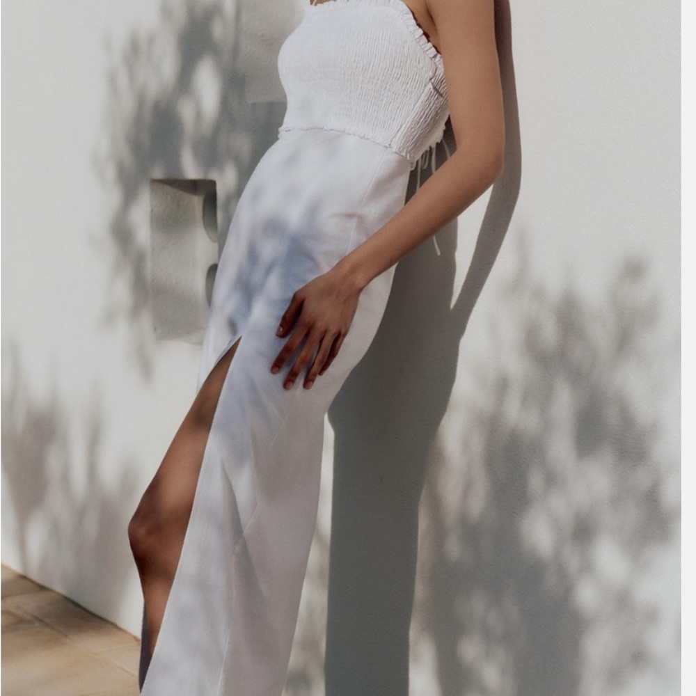 Zara White Linen Maxi Dress